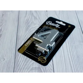 Dortová svíčka Dortová svíčka - stříbrná - číslice 4