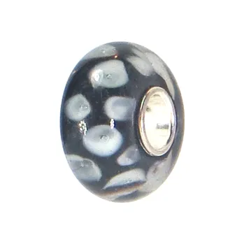 Korálek Korálek skleněný PUFY černobílý TOPBEADS