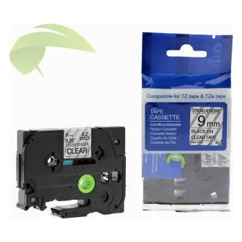 Pásek do tiskárny TONERSYP páska pro Brother TZe-S121 9mm x 8m silně lepící, černý tisk/průhledný podklad