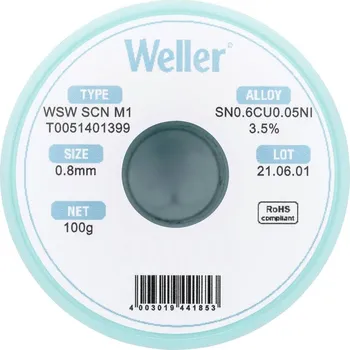 Páječka Weller WSW SCN M1 LÖTDRAHT 0,8MM 100g pájecí cín Sn0,7Cu 100 g 0.8 mm