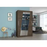 Nábytek PEGAS s.r.o. Šatní skříň s posuvnými dveřmi a zrcadlem TEXAS 120 Choco+Choco