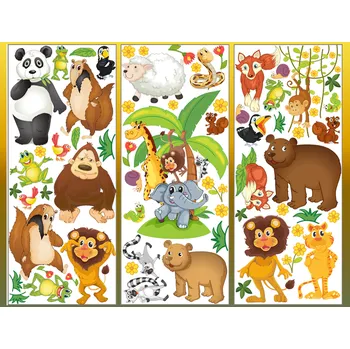 Samolepící dekorace XL dětské samolepky na zeď - Zvířátka Džungle 120x150