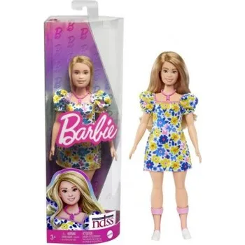 Dámské šaty Mattel BRB MODELKA - ŠATY S MODRÝMI A ŽLUTÝMI KVĚTINAMI