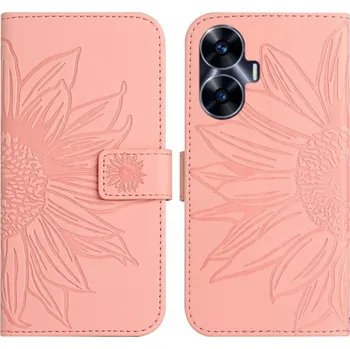 Pouzdro na tablet VSECHNONAMOBIL 58300 ART SUN FLOWER Peněženkové pouzdro s řemínkem Realme C55 světle růžové