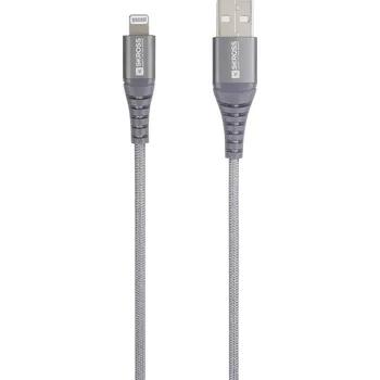 Mobilní telefon Skross USB kabel USB 2.0 USB-A zástrčka 1.20 m šedá kulatý, flexibilní provedení, látkový potah SKCA0011A-MFI120CN