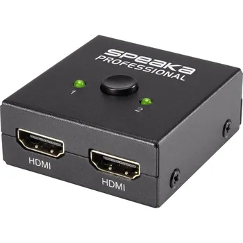 Video redukce SpeaKa Professional SP-7141056 2 porty HDMI přepínač UHD 4K @ 60 Hz