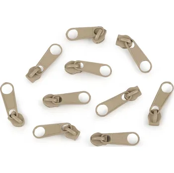 Zip Jezdec ke spirálovému zipu POL 3 mm, 070272/308 hnědý přírodní, kovový, bez aretace / s táhlem