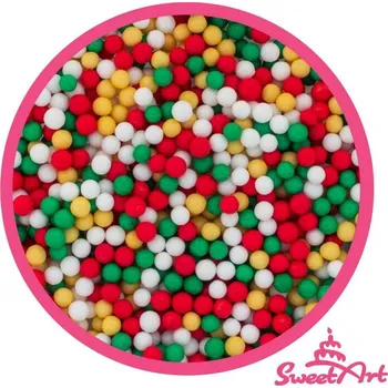 Jedlá dekorace na dort SweetArt cukrové perly Golden Christmas mix 5 mm (80 g)