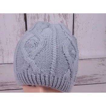 Čepice Zimní pletená čepice šedá pletená teplá dvouvrstvá velikost čepic: 54-56cm (7-14 let, RDX vel. 6)