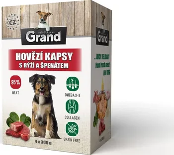 Krmivo pro psa Grand Deluxe Adult Dog kapsička hovězí s rýží a špenátem 4x 300 g
