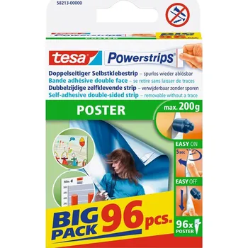 Lepicí páska tesa POWERSTRIPS® Poster Oboustranná lepicí páska bílá Množství: 96 ks
