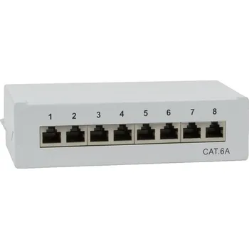Patch panel LogiLink NP0018 8 portů patch panel CAT 6A 1 U pistolová šedá