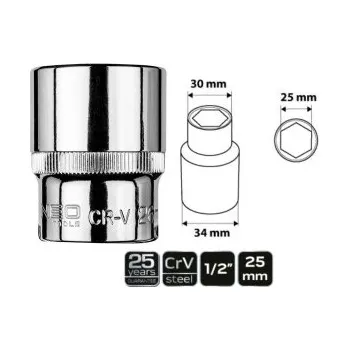 Nářadí pro automobil Hlavice gola, šestihran, 1/2", 25 mm, , TOPEX, 08-425