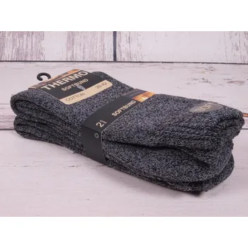 Dámské ponožky CNB BERLIN SADA 2 PÁRŮ Termo ponožky DE 38413 teplé hebké 2x tm. šedé velikosti ponožek: 26-28 (EUR vel. 39-42)