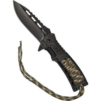 Nůž zavírací Mil-Tec One-Hand Paracord - černý-woodland
