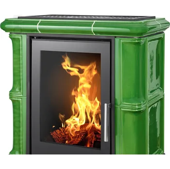 Krbová kamna ABX, spol. s.r.o. ABX BAVARIA K I kachlová kamna 3,5-9kW, rovný bílý sokl, světle zelená