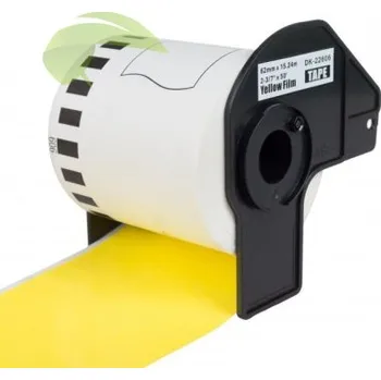 Kotouček do pokladny a tiskárny štítků TONERSYP etikety pro Brother DK-22606, 62mm x 15,24m, filmová role, žlutá