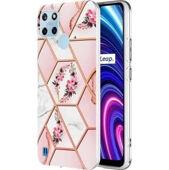 Pouzdro na tablet VSECHNONAMOBIL 42267 IMD MARBLE Ochranný kryt Realme C21Y PINK FLOWER