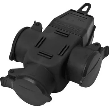 Elektrická zásuvka interBär 9007-004.01 3násobná zásuvka guma 230 V černá IP44