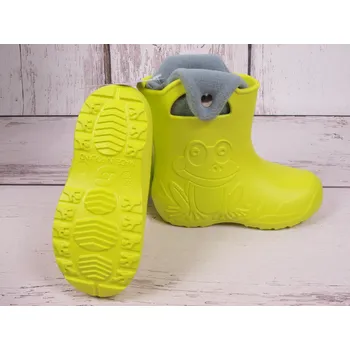 Dívčí obuv Holínky gumáčky sněhule Camminare žabka limetkové zateplené vyjímatelnou vložkou velikost: 26/27