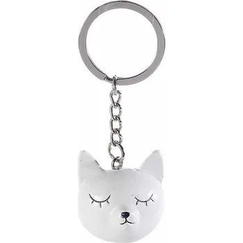 Klíčenka se spící kočkou - 4 varianty Číslo: hlavička - bílá