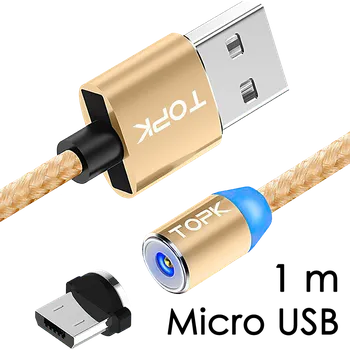 TopK M5 - Magnetický USB kabel - Zlatý - Micro USB - 1 m