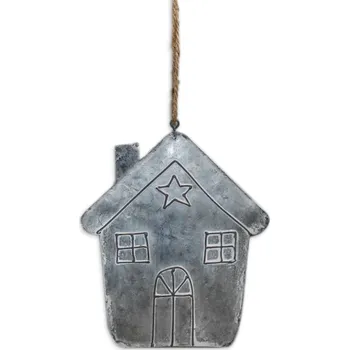 Vánoční dekorace Domek závěs plech 12cm