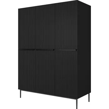 Šatní skříň BOGART. Skříň Nicole 150 cm - černý mat / černé nožky
