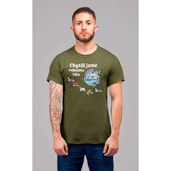 Pánské tričko Pánské tričko Chytili jsme nejlepšího tátu Barva: Khaki, Velikost: L