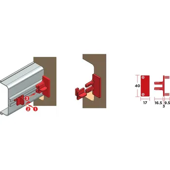 Nábytkové kování TULIP Gola sada 2 příchytů + trny pro J + C profily (TULIP Gola sada 2 příchytů + trny pro J + C profily)