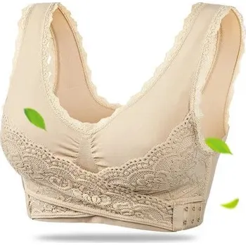 Podprsenka Dámská pohodlná push up podprsenka s krajkovým křížením Barva: tělová, Velikost: XL