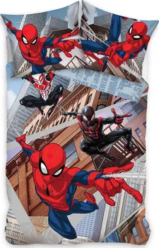 Ložní povlečení Carbotex Spiderman Napříč paralelními světy červené/modré 140 x 200, 70 x 90 cm zipový uzávěr