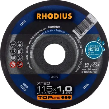 Řezný kotouč Rhodius 206170 | Řezný kotouč 115 x 1,0 x 22,23 mm, XT20, rovný