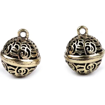 Rolničky mosazné filigránové Ø12 mm, Ø15 mm, barva 2 (Ø15 mm) zlatá