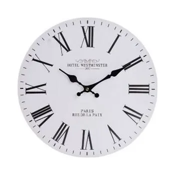 Hodiny Nástěnné hodiny Hotel Westminster, pr. 34 cm, dřevo, bílá