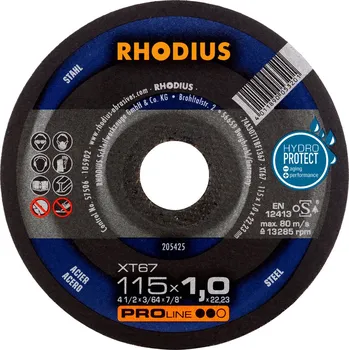 Řezný kotouč Rhodius 205425 | Řezný kotouč 115 x 1,0 x 22,23 mm, XT67, rovný