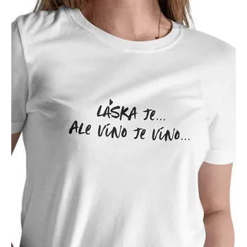 Dámské triko bílé - Víno je víno XL