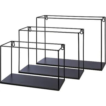 police Gasper Kovová nástěnná police SET/3ks černá