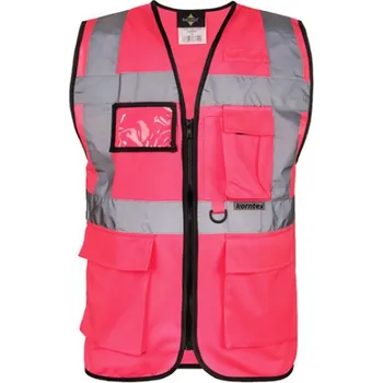 reflexní vesta Korntex Berlin Multifunkční reflexní vesta na zip KX802 Neon Pink 3XL