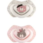 Canpol babies Bonjour Paris symetrické silikonové dudlíky 6 - 18 m - Růžové, 2 ks