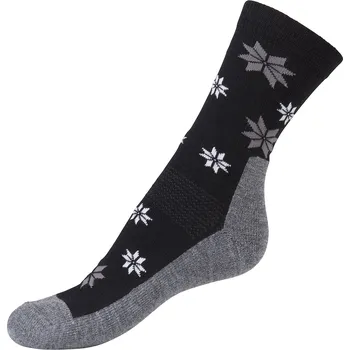 Dámské ponožky Dámské merino ponožky se vzorem růží s vlněným froté na podrážce barva černá SAFA Velikost: 36-40