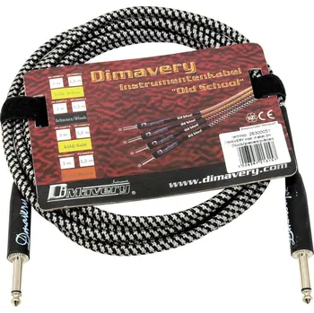 Dimavery nástrojový kabel Jack - Jack, 3m, černo-stříbrný