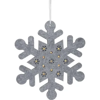 Vánoční dekorace H&L Sněhová vločka LED HANGDECO, 35cm, filc, stříbrná