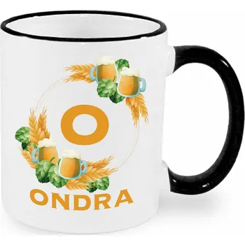 Hrnek - Pivní věnec s monogramem a jménem Ondra Barva: Černá