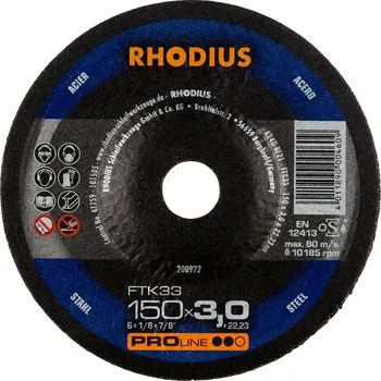 Řezný kotouč Rhodius 200922 | Řezný kotouč 150x3,0x22,23 mm, FTK33, vypouklý