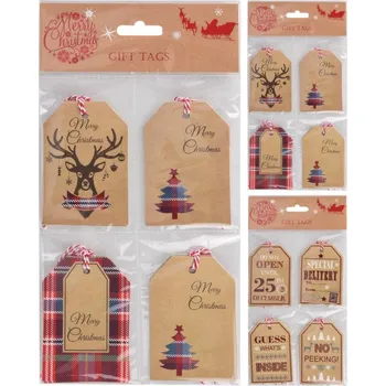 Vánoční dekorace Visačka dárková 9x6x2cm (16ks) mix