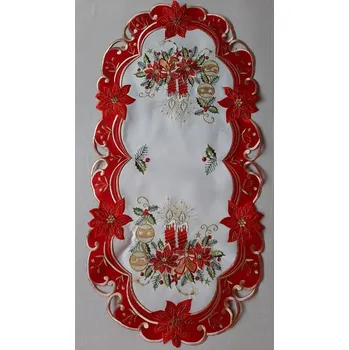 ubrus UBRUS vyšívaný 70 x 35 vánoční červený lem