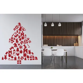 Samolepící dekorace Lepy.cz Samolepka na zeď Strom - Vánoce Velikost (šířka x výška): 50x57cm, Barevná varianta: Černá