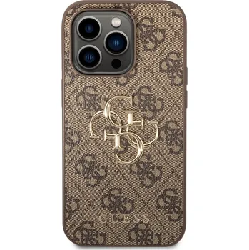 Pouzdro na mobilní telefon Kryt na mobil Guess 4G Metal Logo na Apple iPhone 15 Pro - hnědý