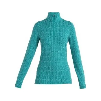 Dámské tričko Icebreaker Merino 260 Vertex LS Half Zip Herenga Women FLUX GREEN/SNOW/J tyrkysová L
